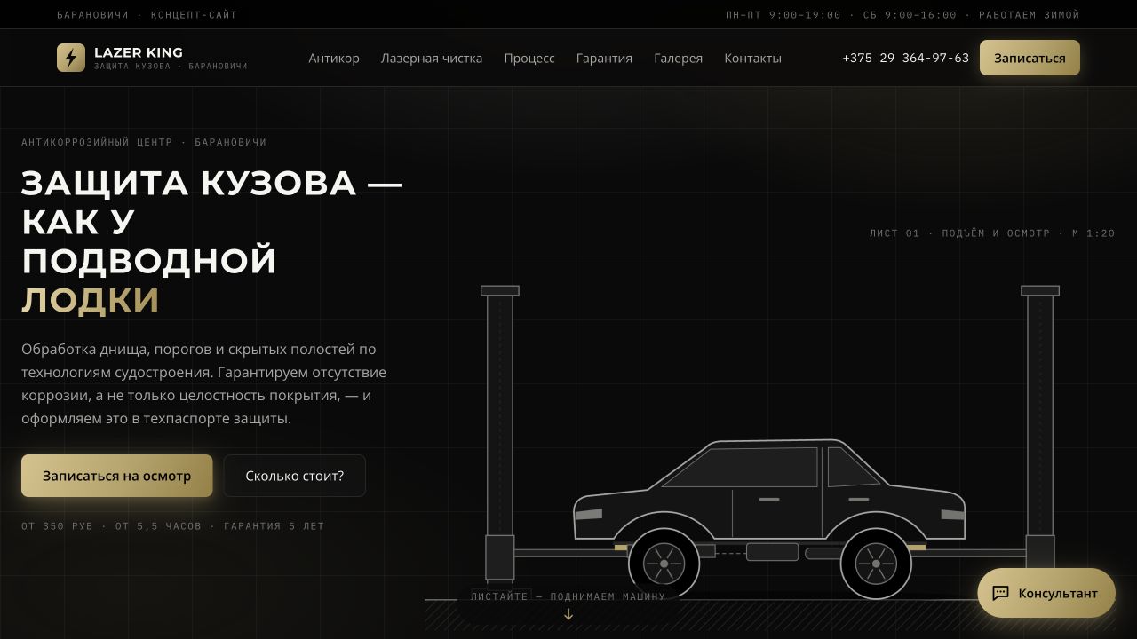 Демонстрационный сайт Lazer King